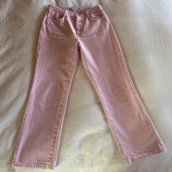 ZARA HIGH RISE STRAIGHT LEG JEANS FADED PINK 28 (US6) - Picture 3 of 9